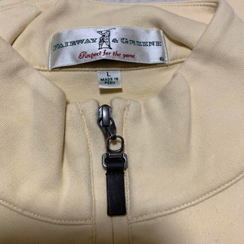 Fairway & Greene Men's Size L Beige Yellow Sleeveless Vest Zip Pima Cotton Peru