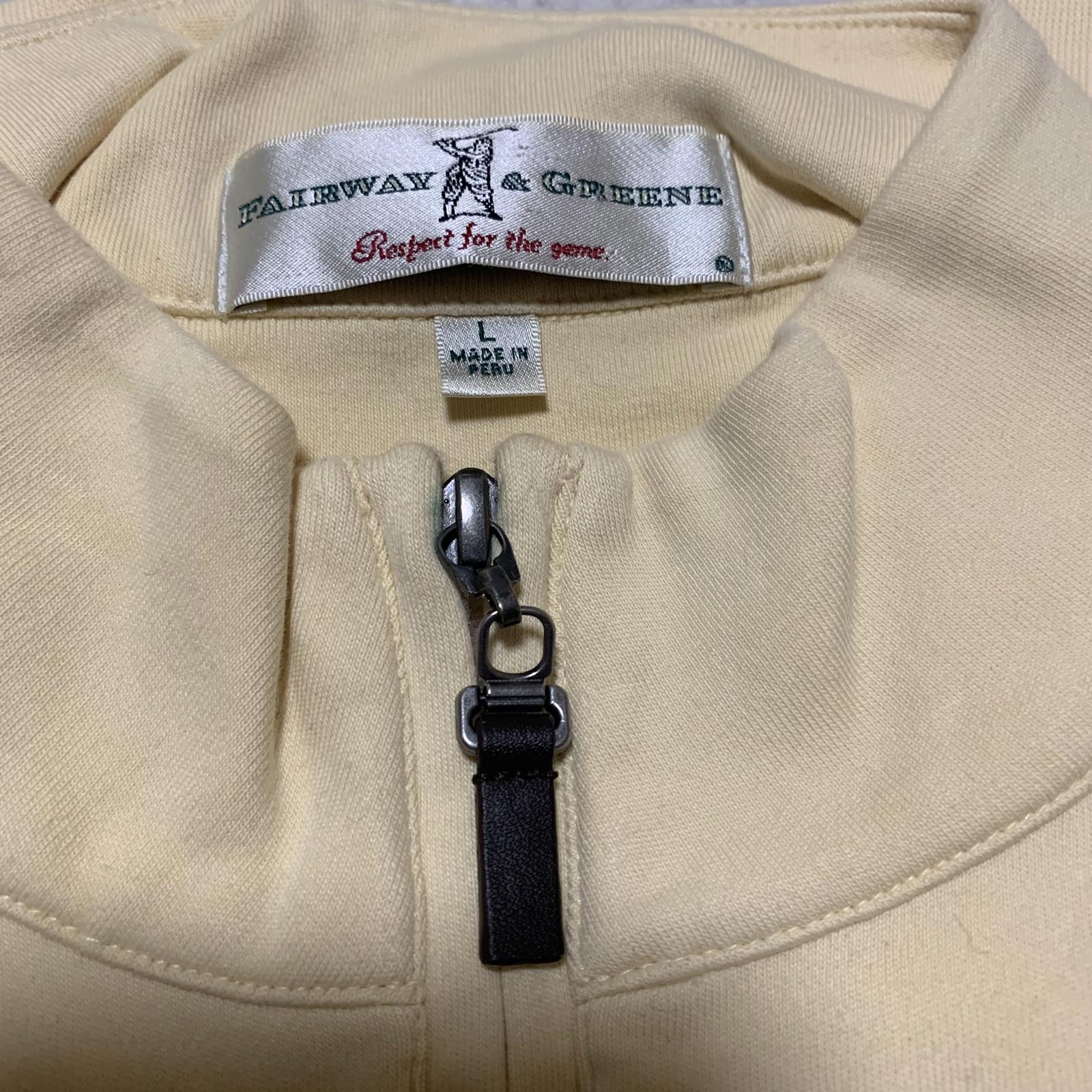 Fairway & Greene Men's Size L Beige Yellow Sleeveless Vest Zip Pima Cotton Peru