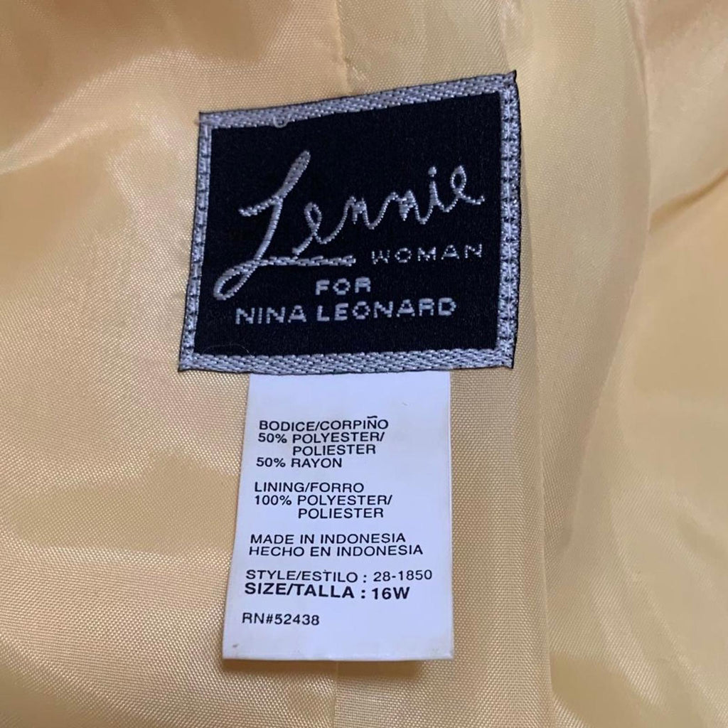 Lennie Woman for Nina Leonard Women's Size 16W Yellow Button-Up Jacket Lattice