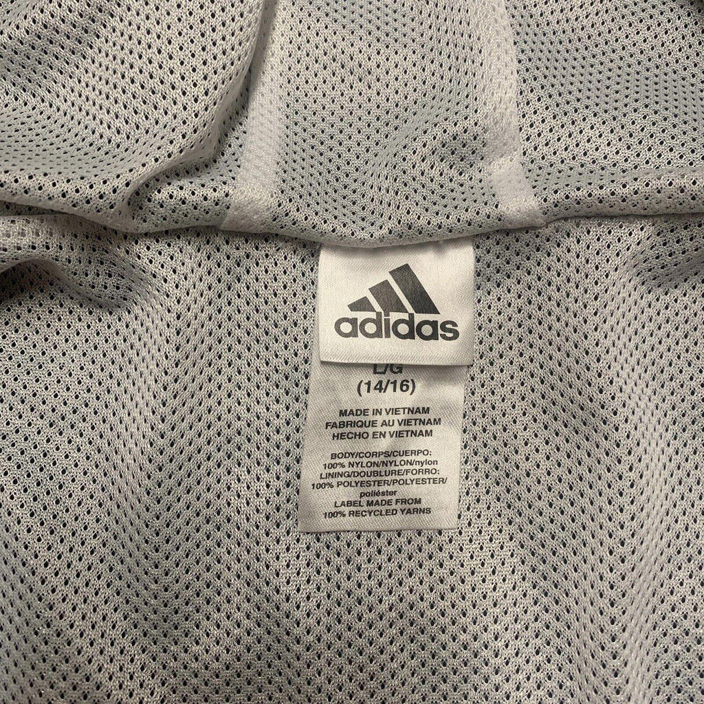 ADIDAS Boys Size 14/16 Large Black Full Zip Hooded Windbreaker Jacket