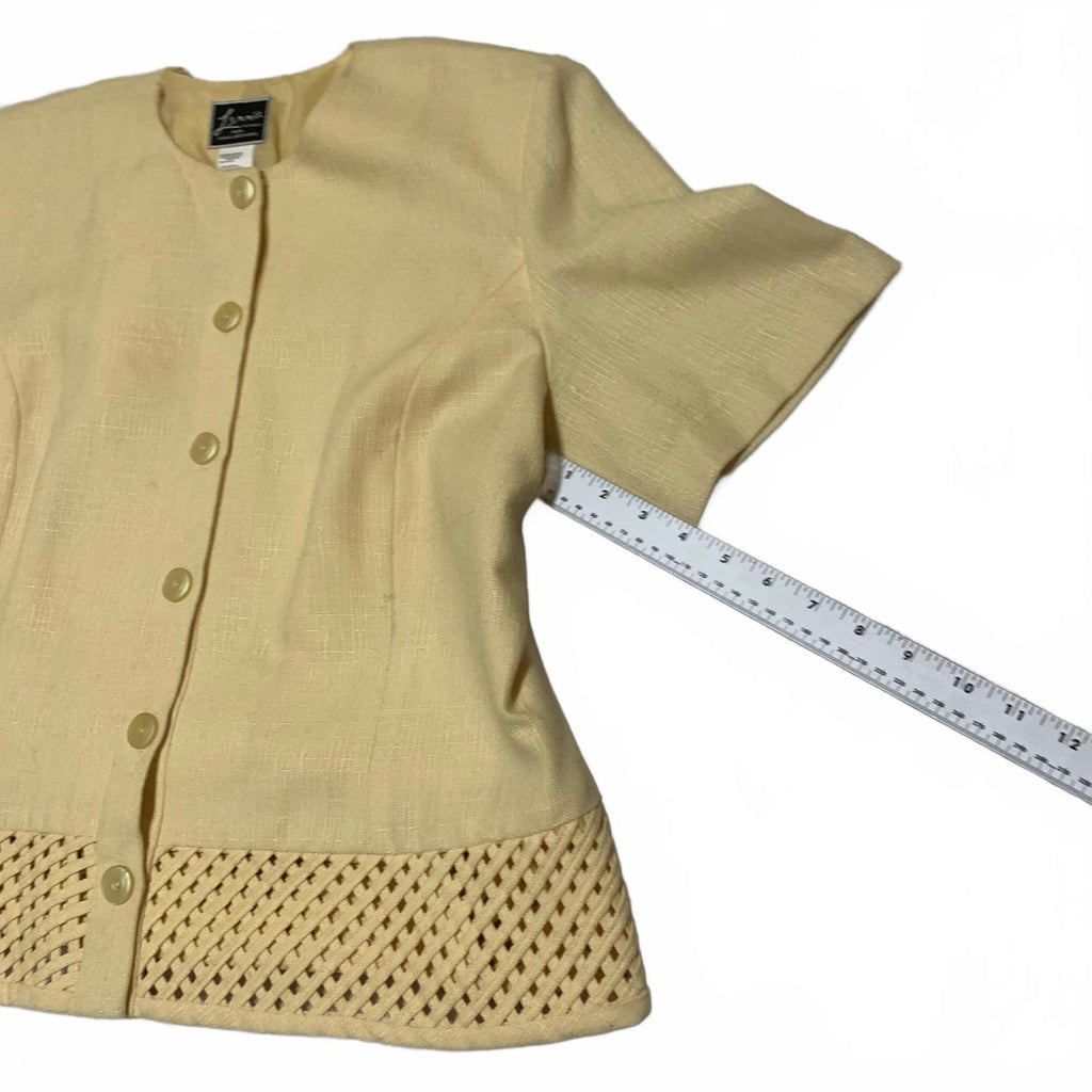 Lennie Woman for Nina Leonard Women's Size 16W Yellow Button-Up Jacket Lattice