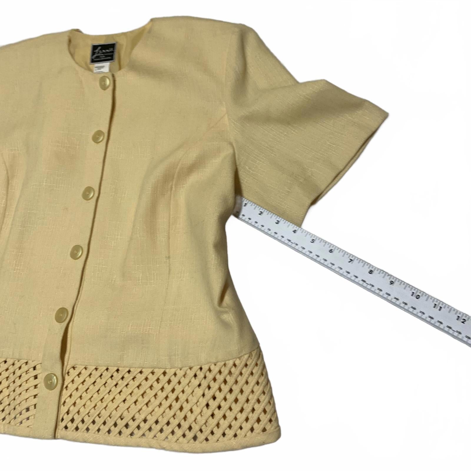 Lennie Woman for Nina Leonard Women's Size 16W Yellow Button-Up Jacket Lattice