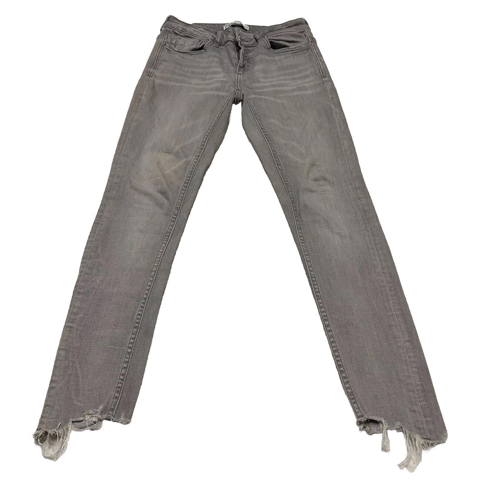Zara Women's Size 6 Gray Light Wash Skinny Distressed Jeans