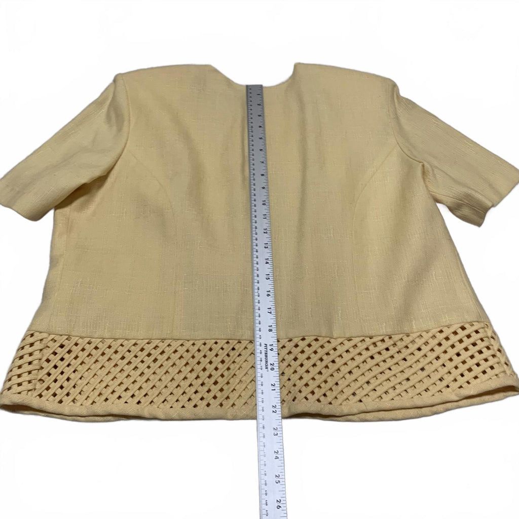 Lennie Woman for Nina Leonard Women's Size 16W Yellow Button-Up Jacket Lattice