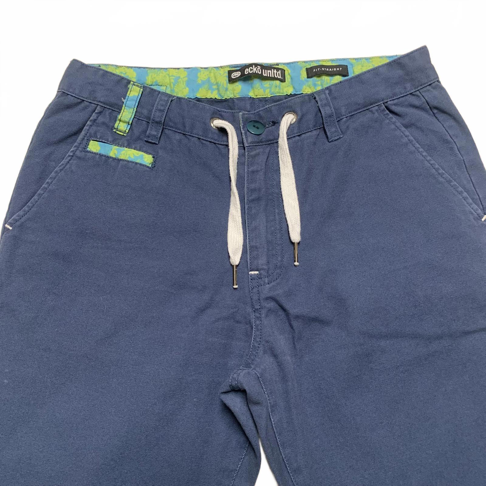 Ecko Unltd. Men's See Measurements Blue Fit-Straight Casual Pants Navy Blue