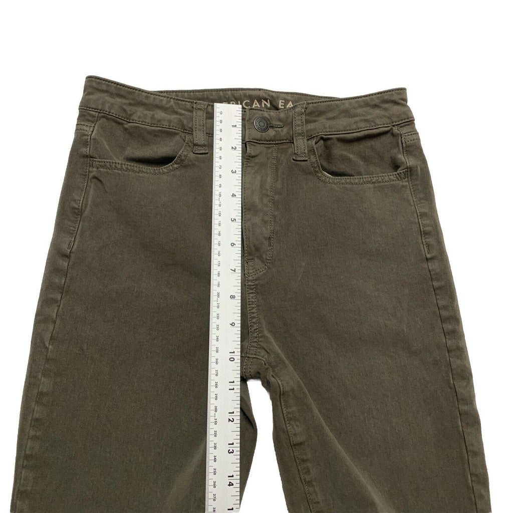 American Eagle Women's Sz 2 Reg  Grayish Green Super High Rise Stretch Jegging