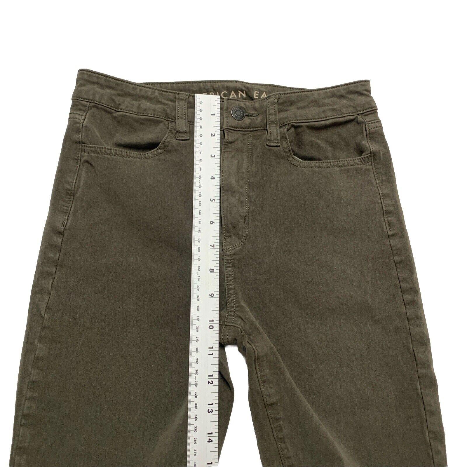 American Eagle Women's Sz 2 Reg  Grayish Green Super High Rise Stretch Jegging