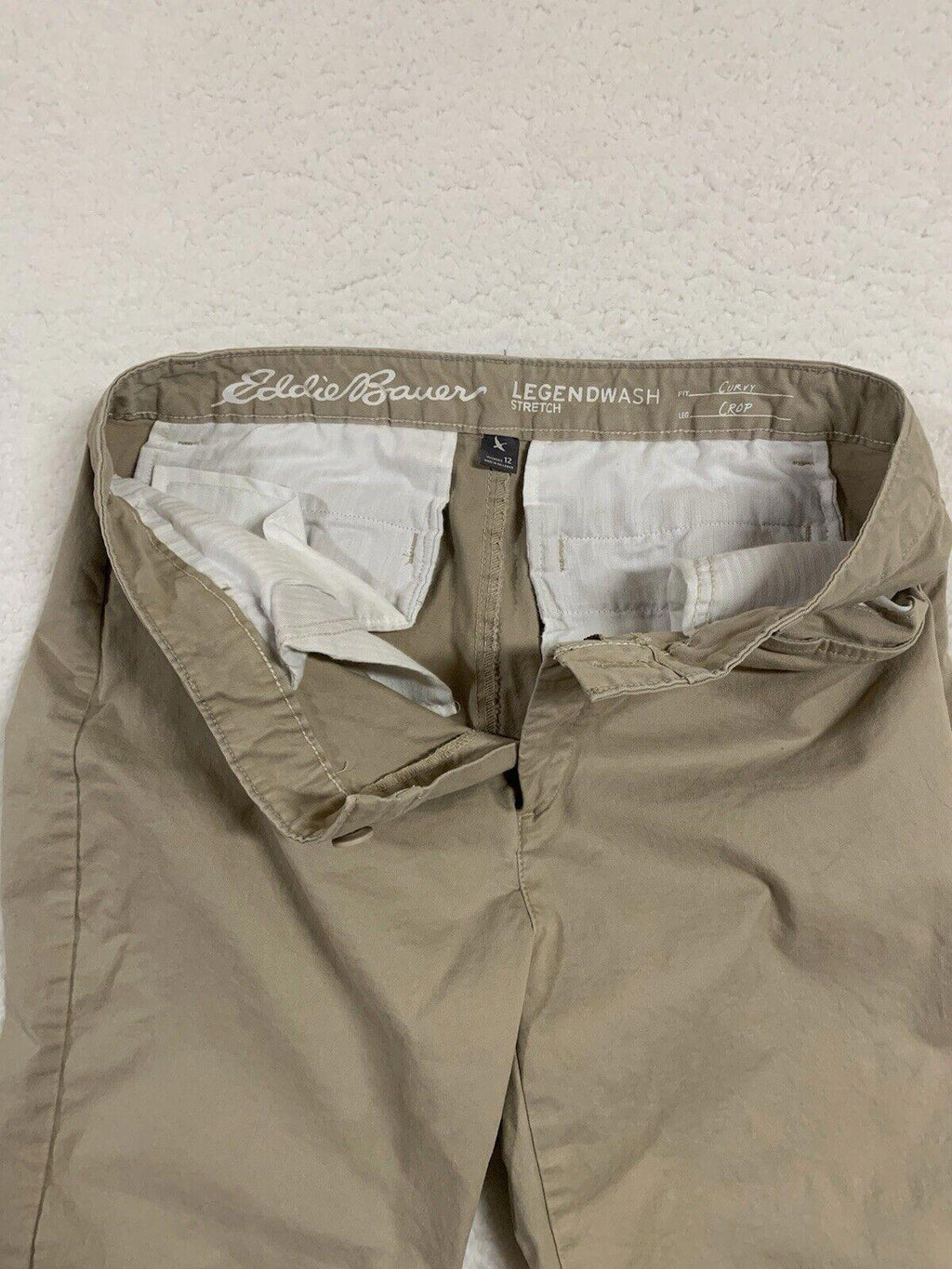 Eddie Bauer Pants Women's Size 12 Khaki Curvy  Crop Chino Straight W33.5x23.5L