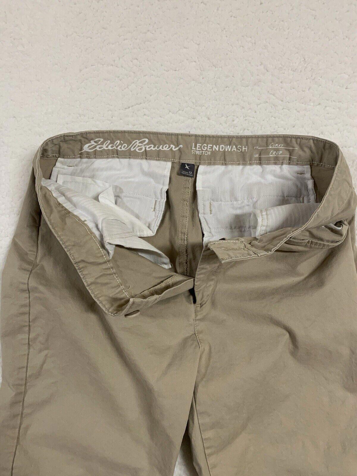 Eddie Bauer Pants Women's Size 12 Khaki Curvy  Crop Chino Straight W33.5x23.5L