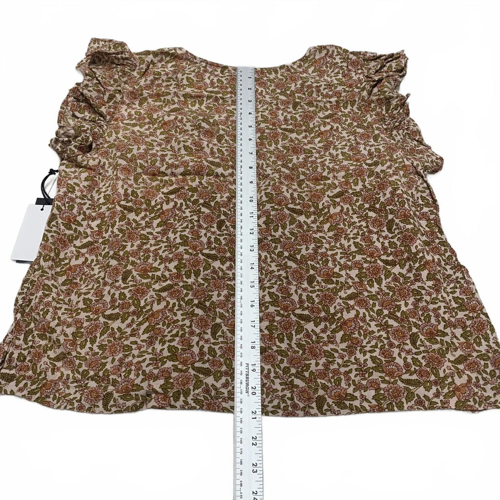 Black Tape Womens Sz Large Floral V-Neck ruffle short sleeve Blouse India