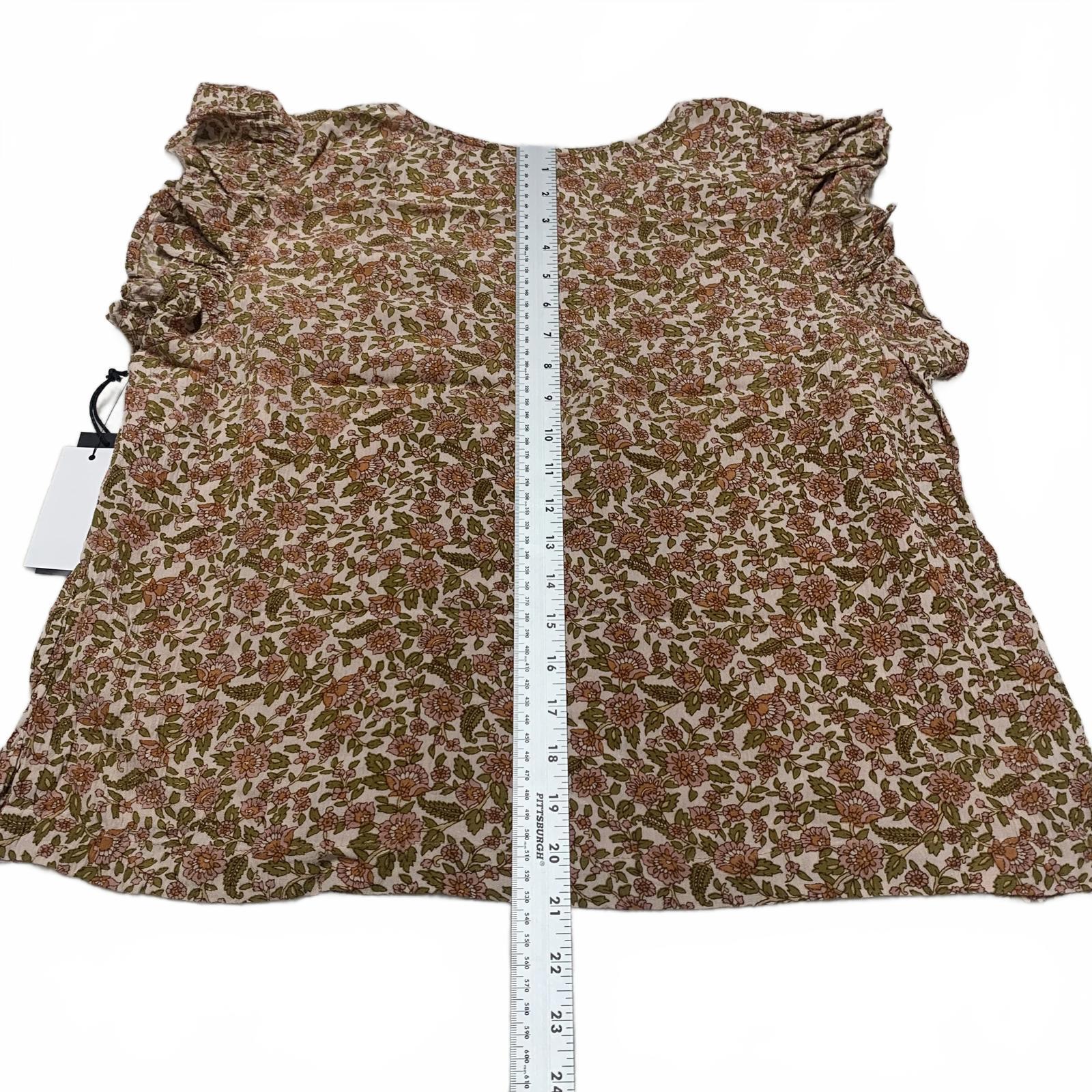 Black Tape Womens Sz Large Floral V-Neck ruffle short sleeve Blouse India