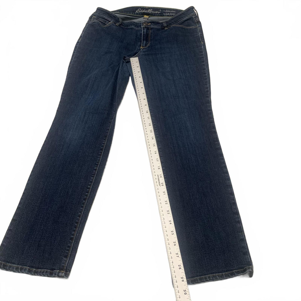 Eddie Bauer Womens Size 10 Dark Wash Blue Slim Straight Curvy Jeans W31 X 29.5L