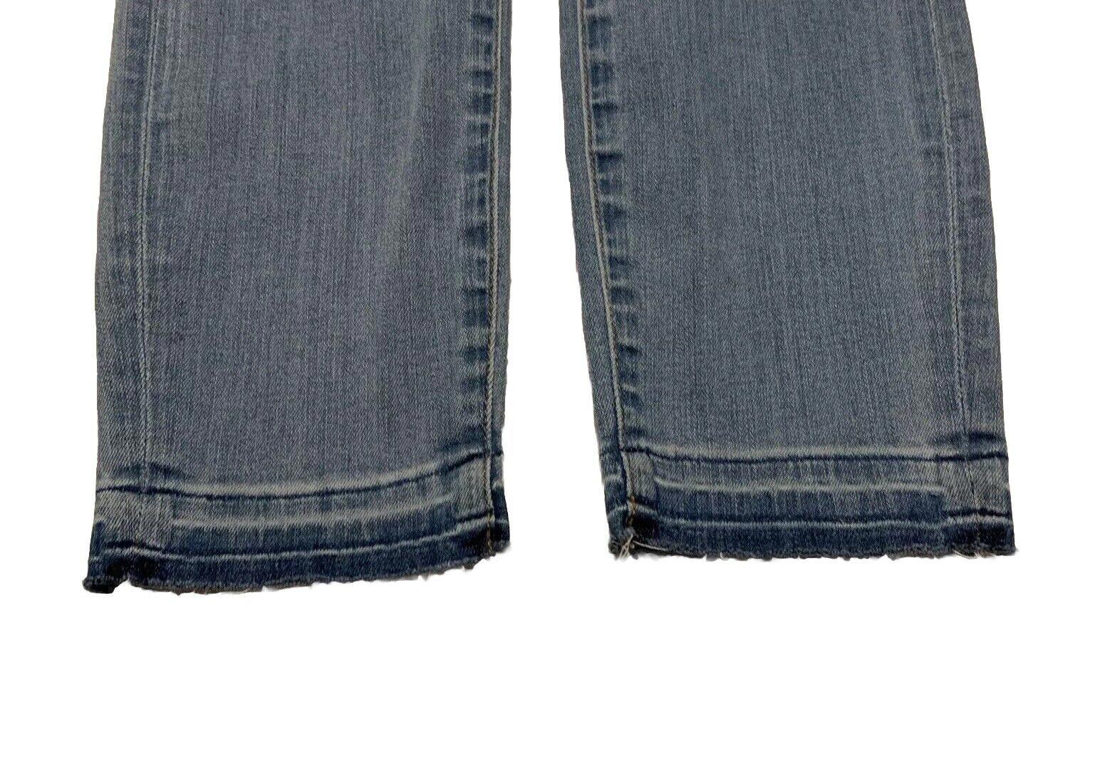 J. Crew Women's Jeans Size 27 Blue Light Wash Denim Skinny Crop Distress Raw Hem