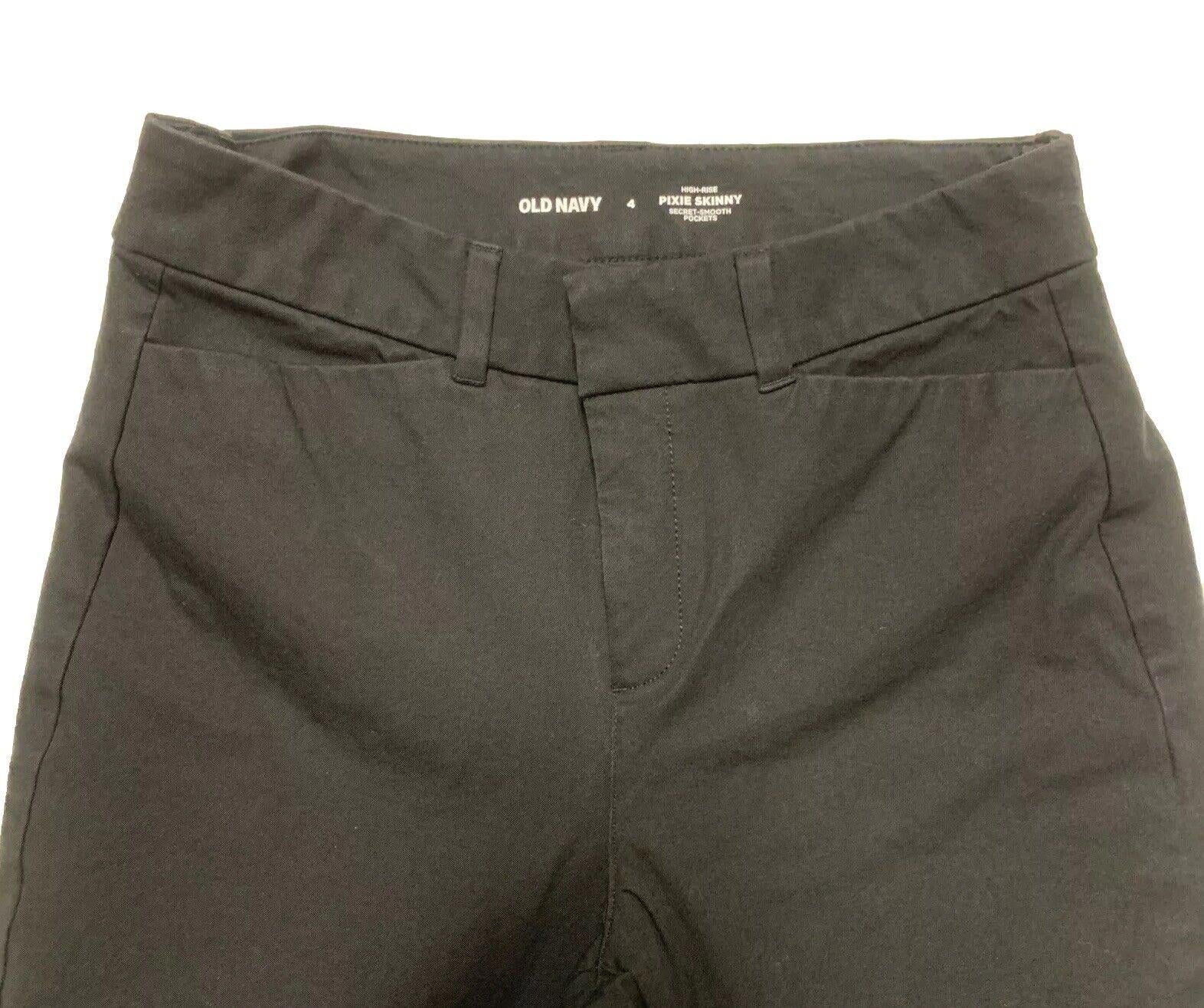 Old Navy Women’s Size 4 Black High Rise Pixie Skinny Trouser Pants Pocket Slacks