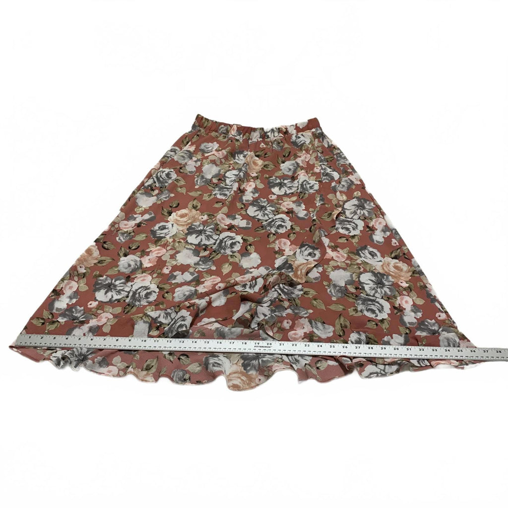 Green Envelope Los Angeles Women's Size L Floral Ruffle Hem Skirt Made USA