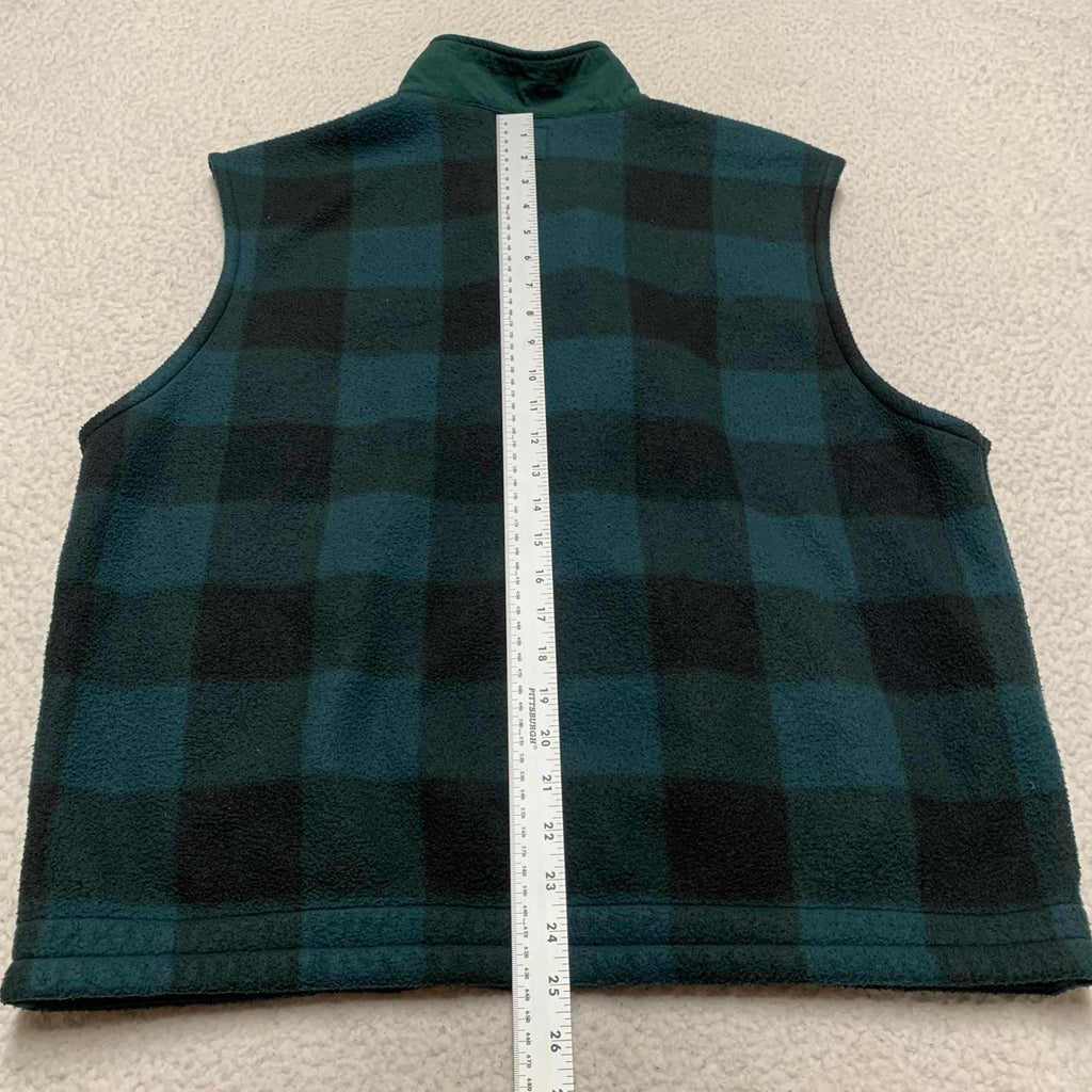 GAP Men's Size Large Buffalo Plaid Green Black Checkered Fleece Vest