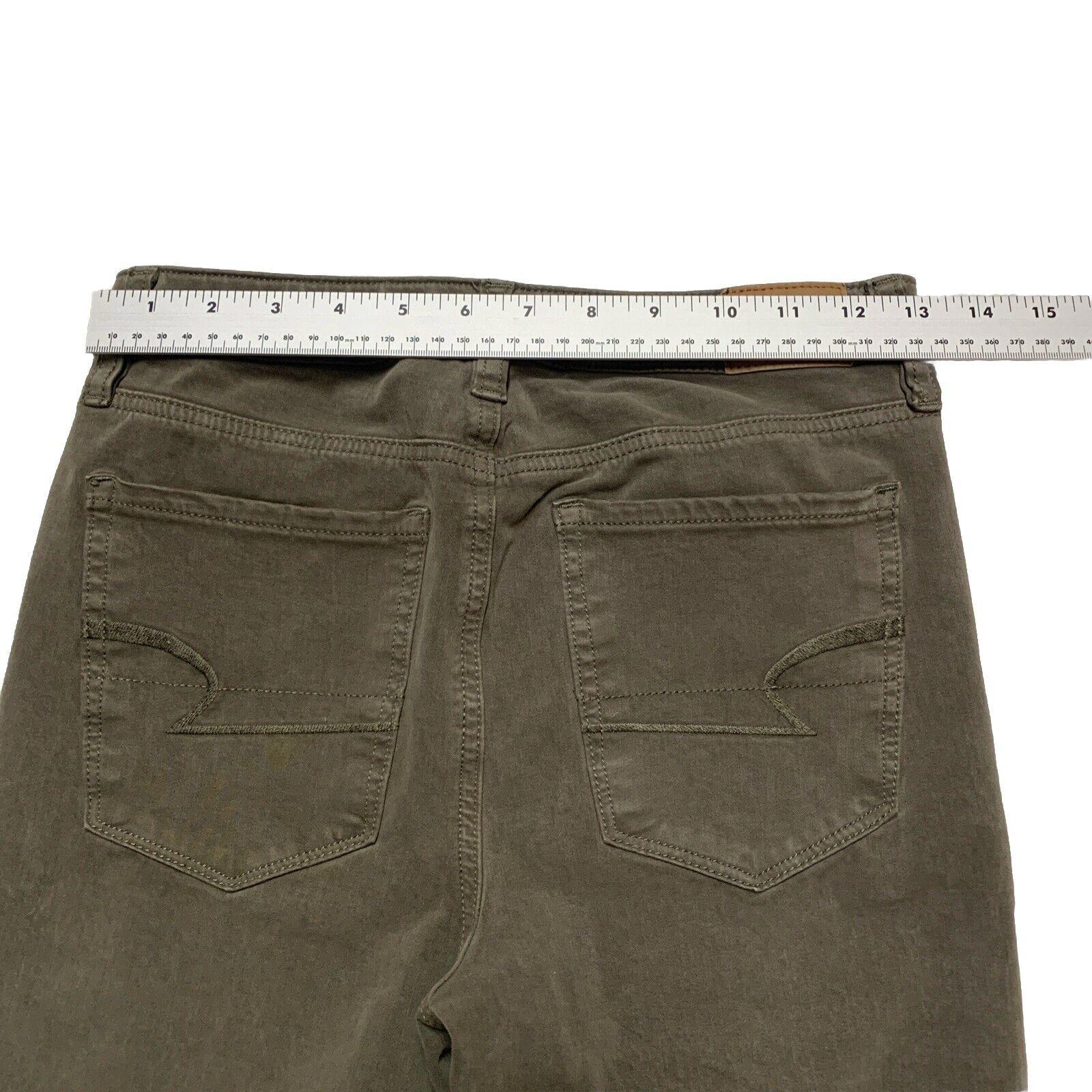 American Eagle Women's Sz 2 Reg  Grayish Green Super High Rise Stretch Jegging
