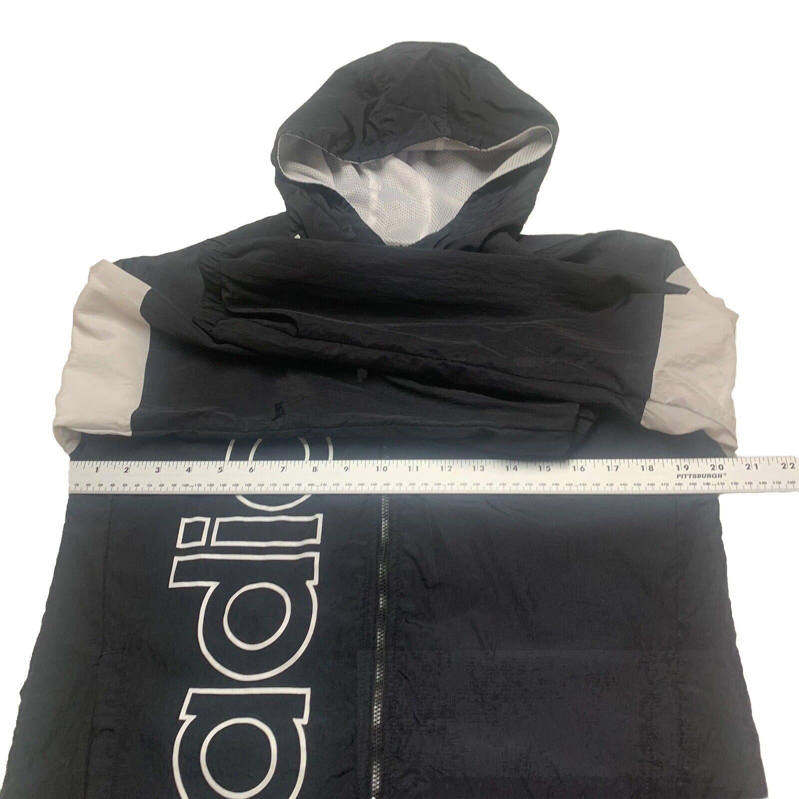 ADIDAS Boys Size 14/16 Large Black Full Zip Hooded Windbreaker Jacket