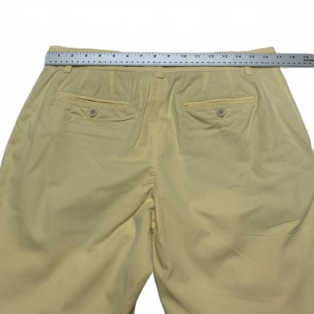 Banana Republic Mens Sz 32 Yellow PinStriped chino Shorts W34 Cotton