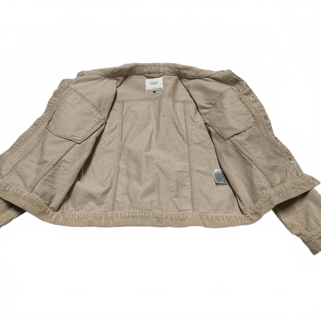 Jacqueline de Yong Women's Sz L/XL  42 Beige Corduroy Cropped Jacket