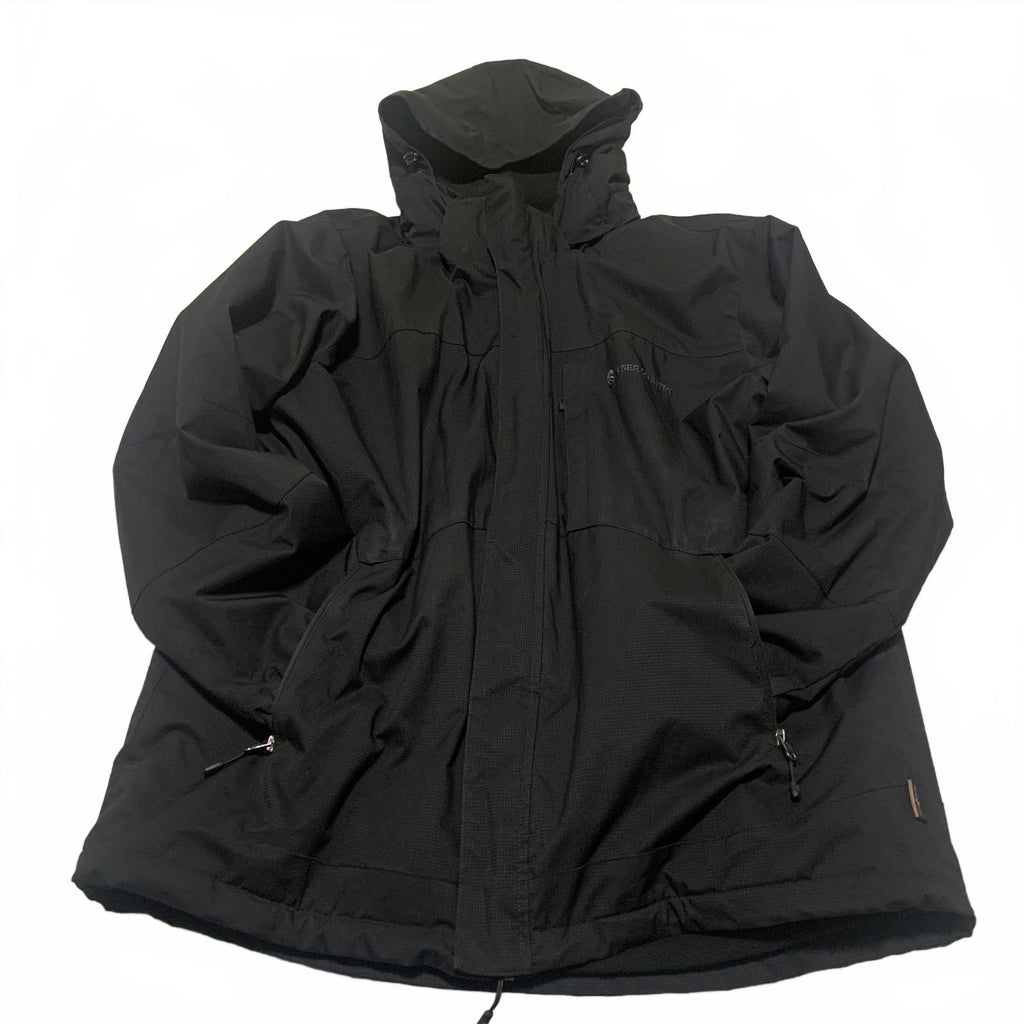Free Country Men's Size X Large  Black Utility Jacket Hooded Coat  Warm Durable