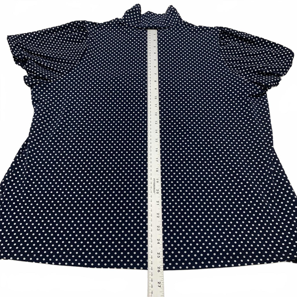 Dressbarn Women's Size 3X Navy White Polka Dot Blouse USA