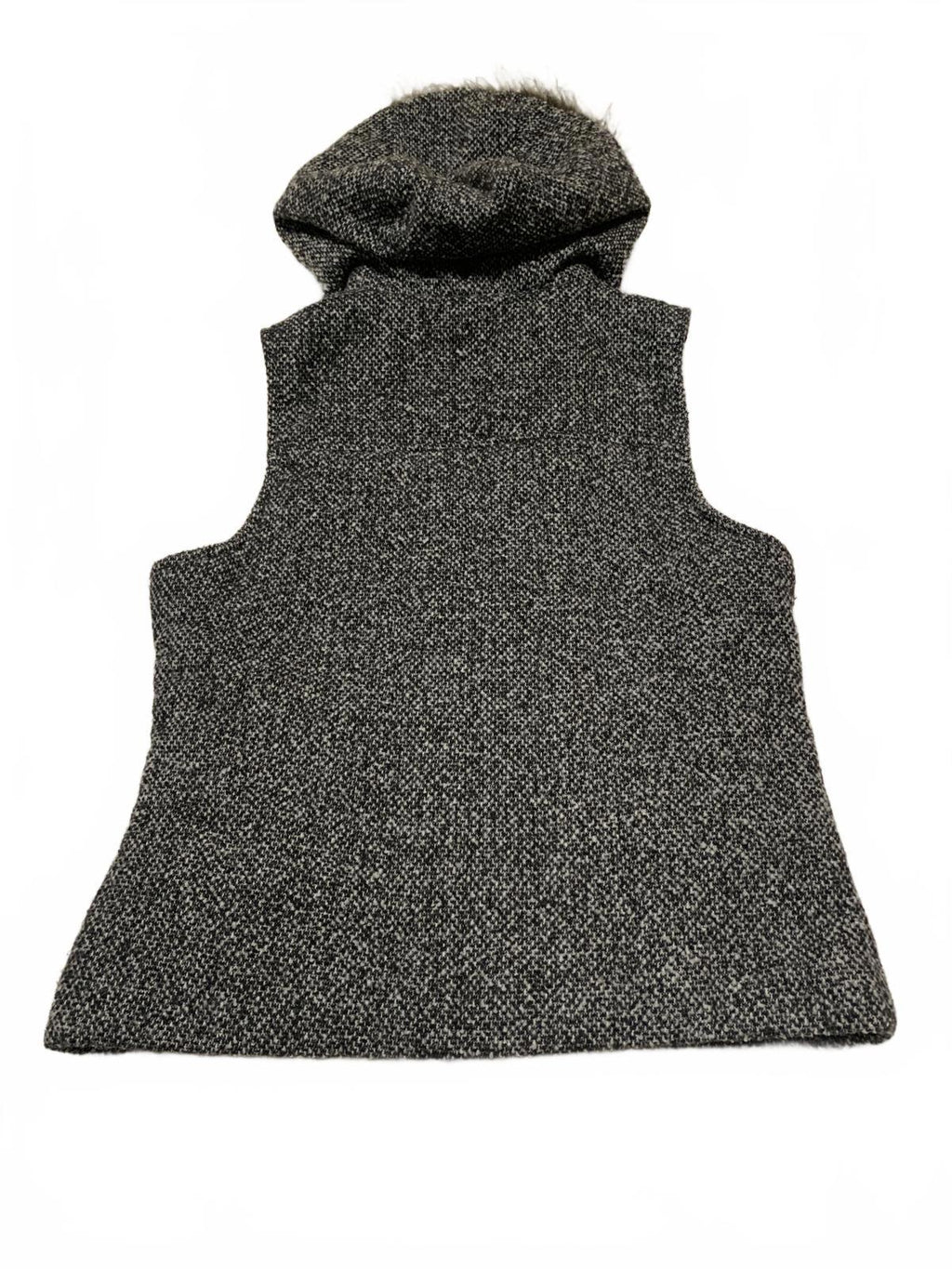 Y2K Faux Fur Vest  Supply Co. Women's Size L Specked Black Hooded Zip Up