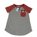 Disney Minnie Mouse Girls' Size Small 3-5 Red Grey T Shirt Polka Dot Sleeves