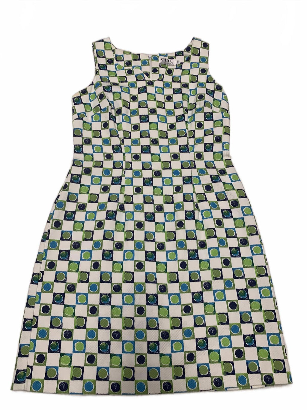 CDC Petites Geometric  Sleeveless Sz 8P A-Line Dress Summer- Ready Made in USA