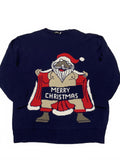 USCO Men's Size XXL Navy Blue Christmas Sweater Festive Santa Graphic