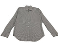 Saks Fifth Avenue Men Shirt 16 1/2 Gray Houndstooth Print Long Sleeve Button Up