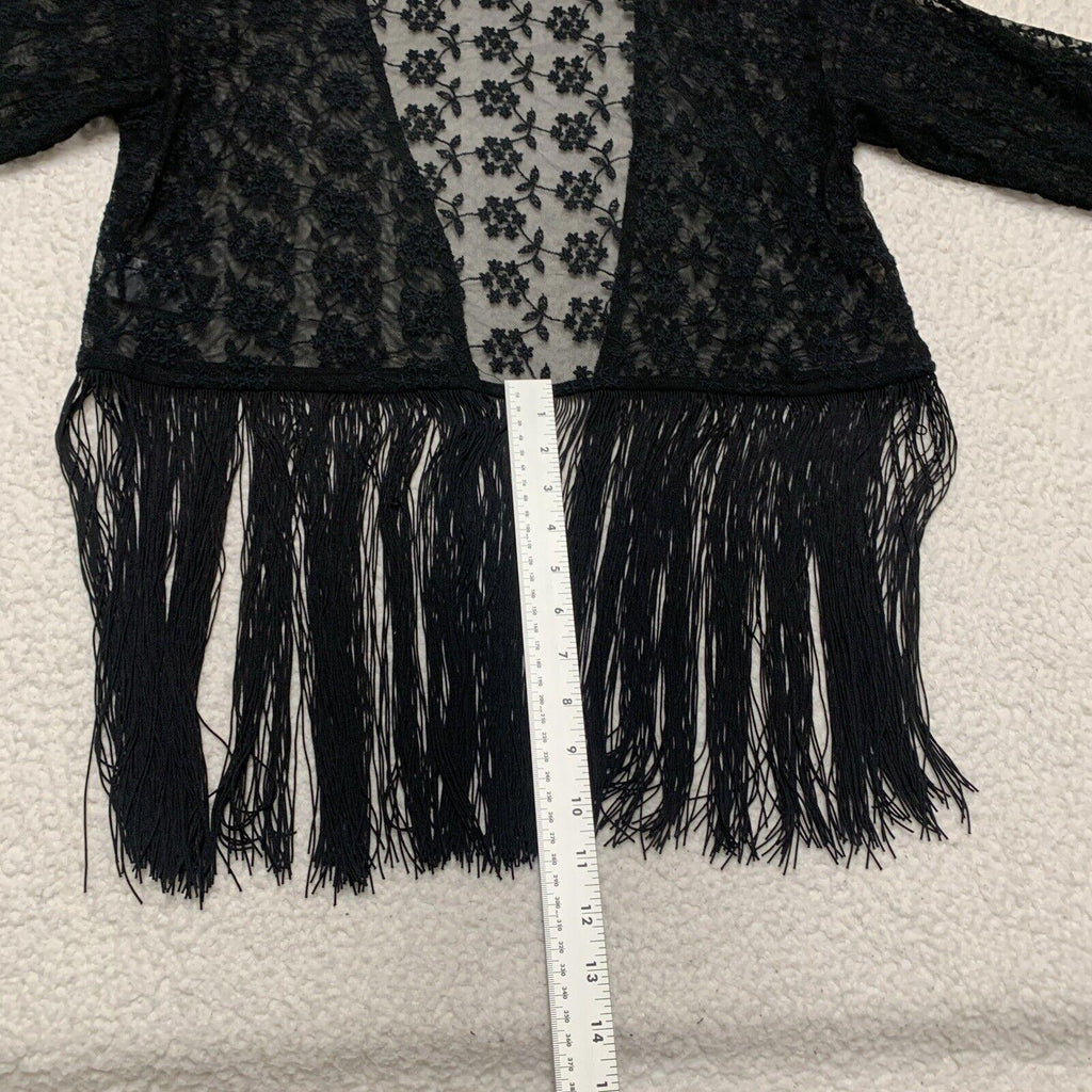 Divided H&M Women’s Size S Black Lace Fringe Shawl Ladies Scarf Boho Grunge