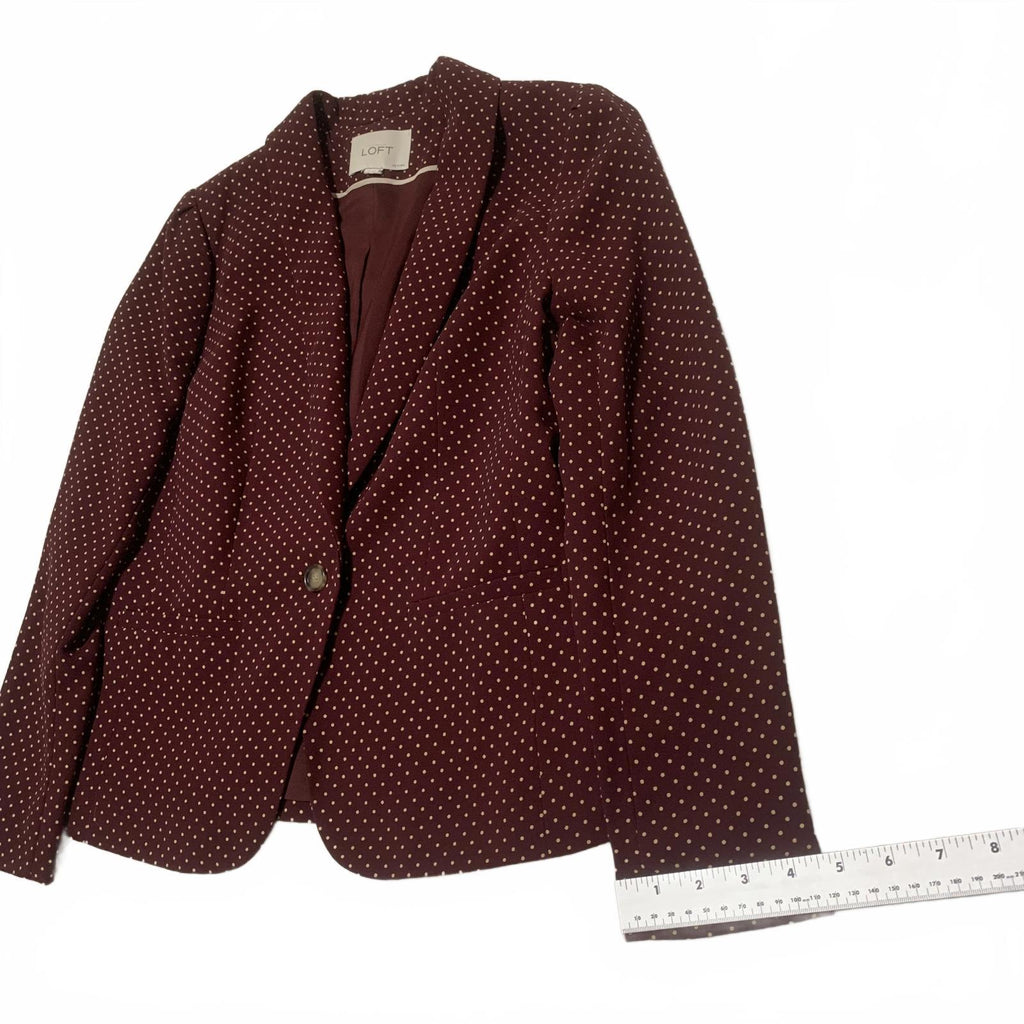 Women's Burgundy Polka Dot Blazer | LOFT Ann Taylor Petite Size S | Professional Work Jacket