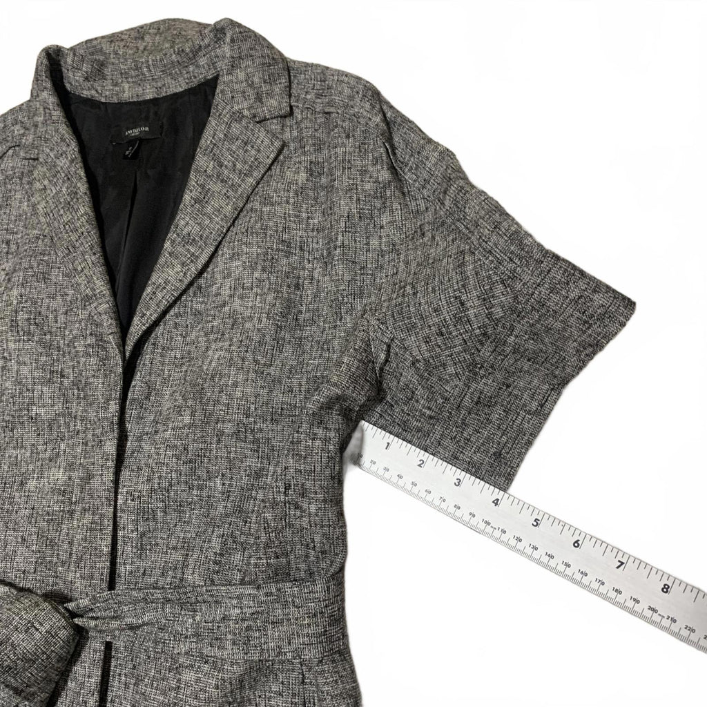 Ann Taylor Women's Size 12 Gray Short Sleeve Belted Blazer