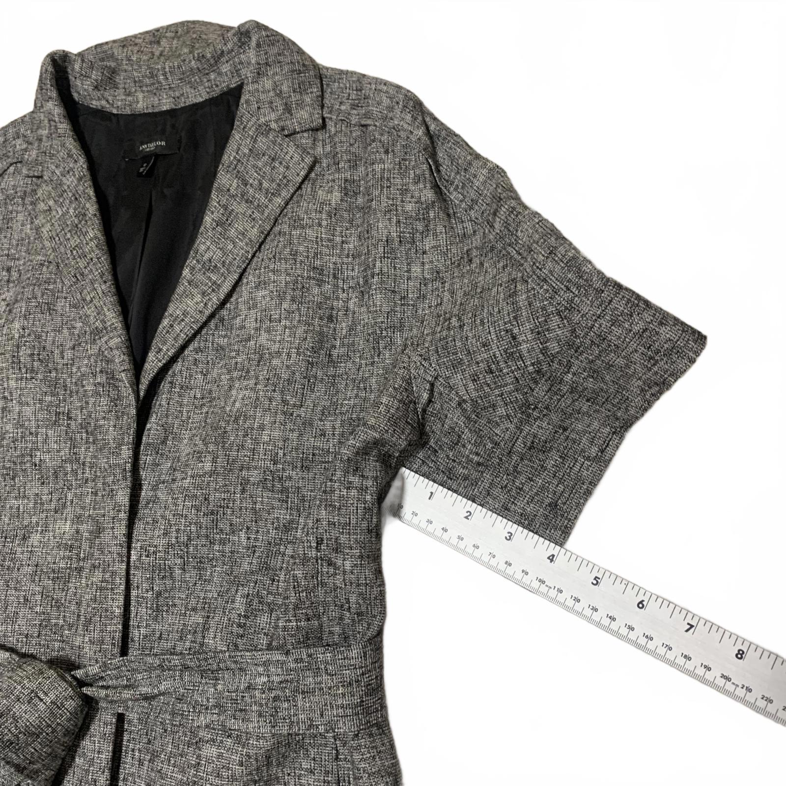 Ann Taylor Women's Size 12 Gray Short Sleeve Belted Blazer