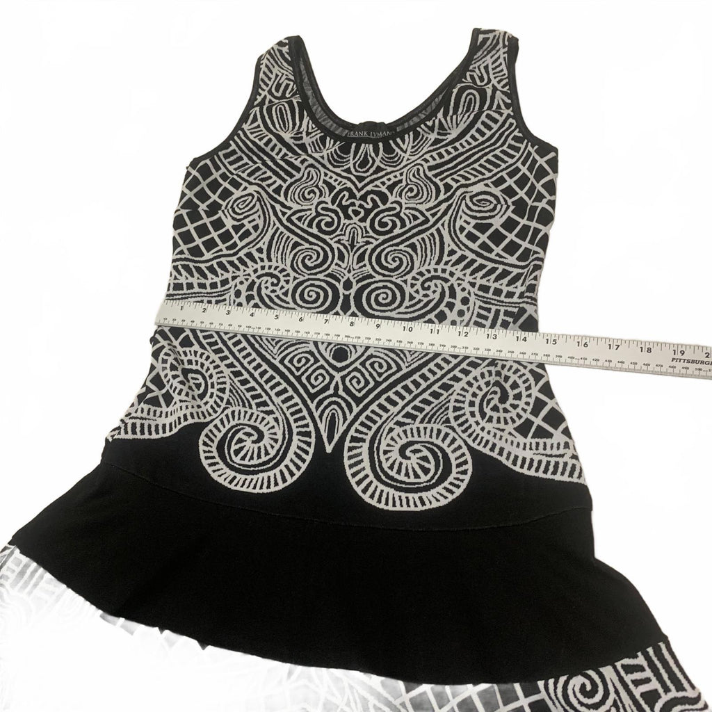 Frank Lyman Womens Size 8 Black White Patterned Sleeveless Dress