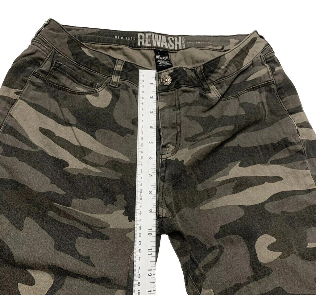 Rewash Brand Junior's Size 7/28 Olive Green Camo Print Straight Leg Pants