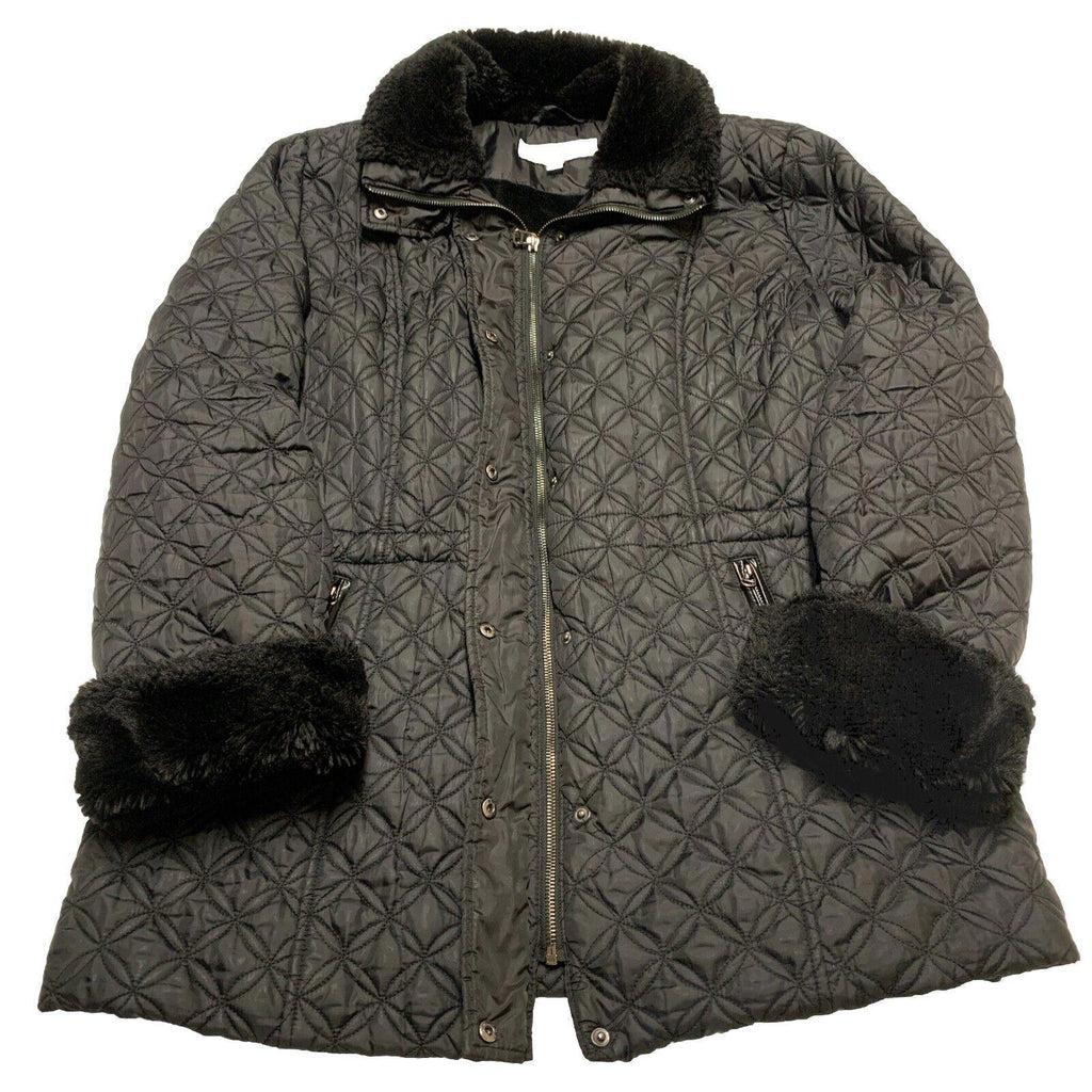 MARC New York Andrew Marc Women’s  XL Faux Fur  Black Quilted Winter Coat Puffer