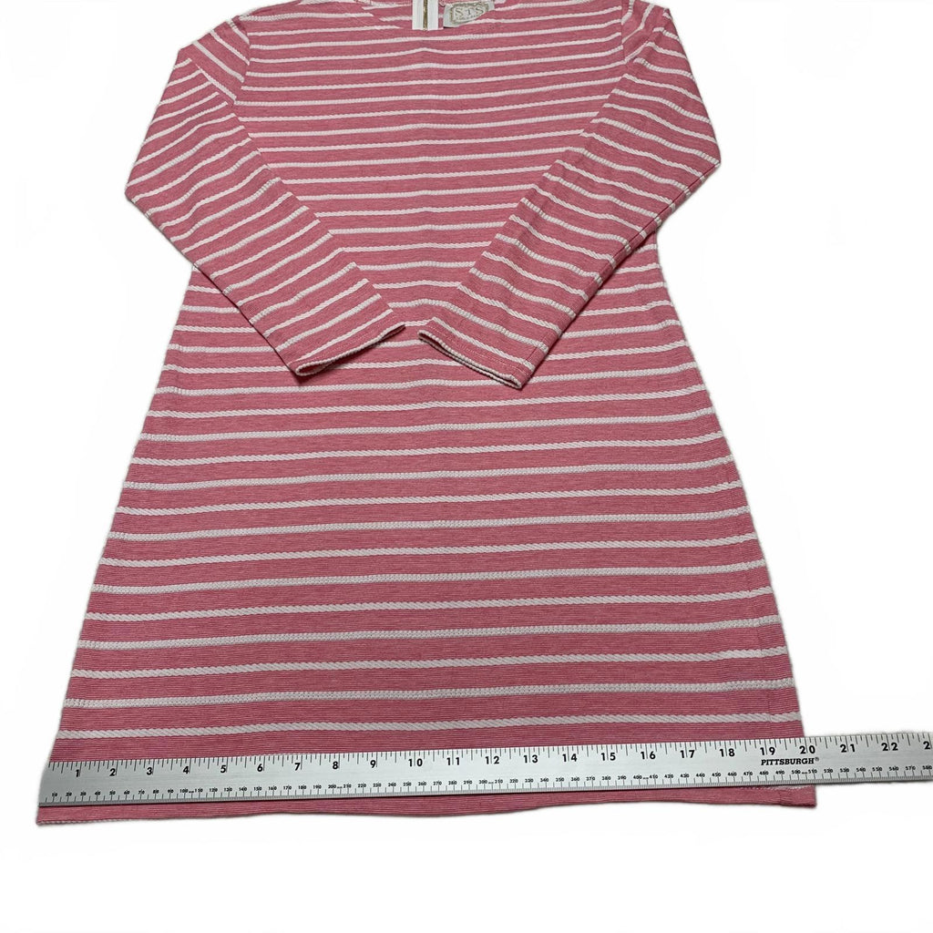 Sail to Sable Juniors Size X-Small Pink White Striped Long Sleeve Summer Dress