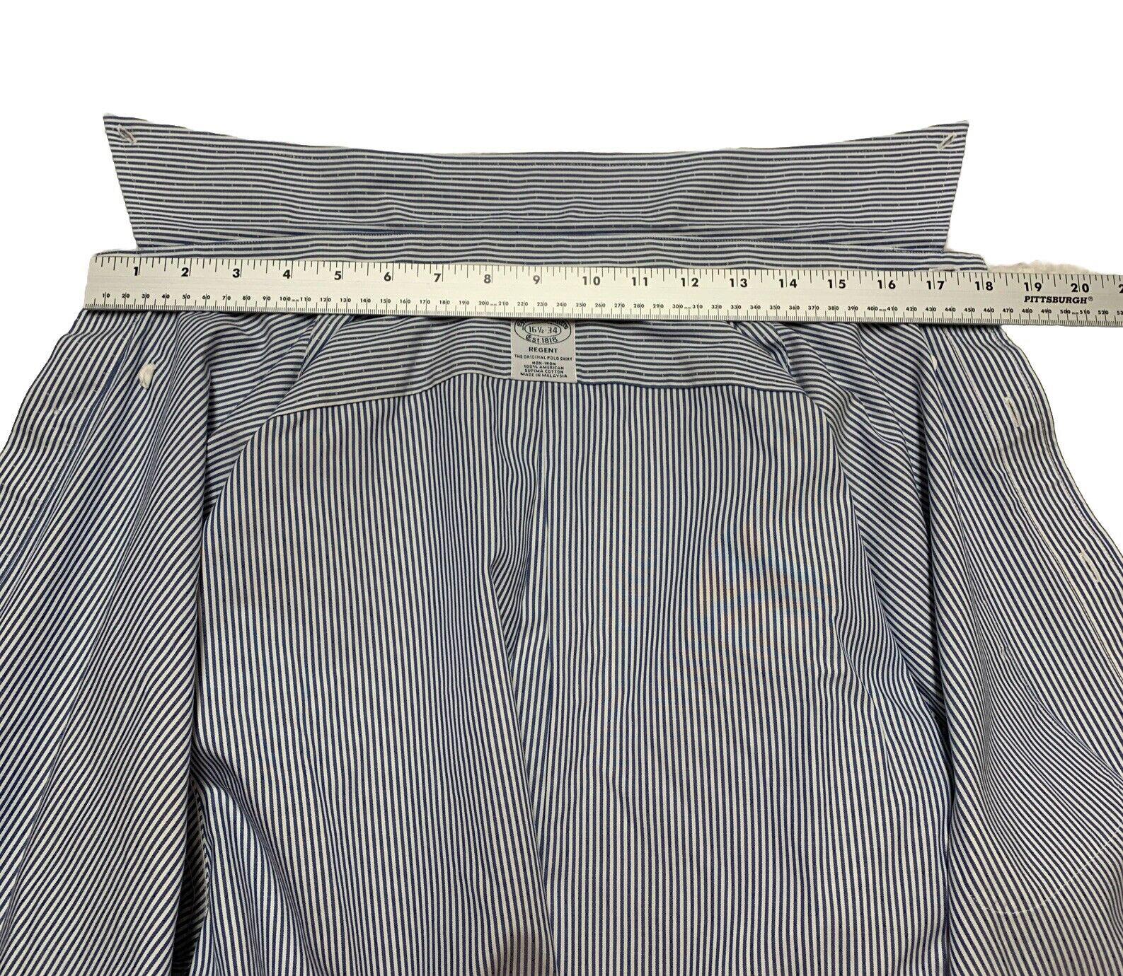 Brooks Brothers Regent Shirt Mens 16 1/2 - 34 Blue Striped Long Sleeve Non-Iron