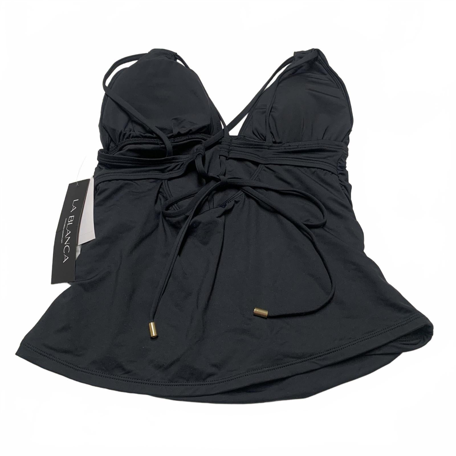 La Blanca Women's Size 10 Black Halter Swim Top Ruched Bust