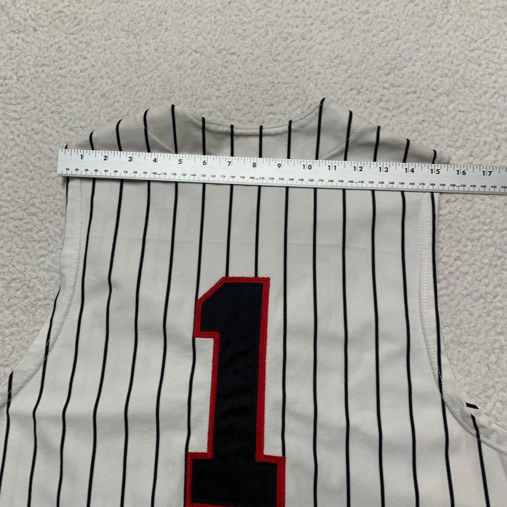 Ripon Athletic PRIDE #1 Mens Sz 40 White Striped Baseball Jersey Sleeveless USA