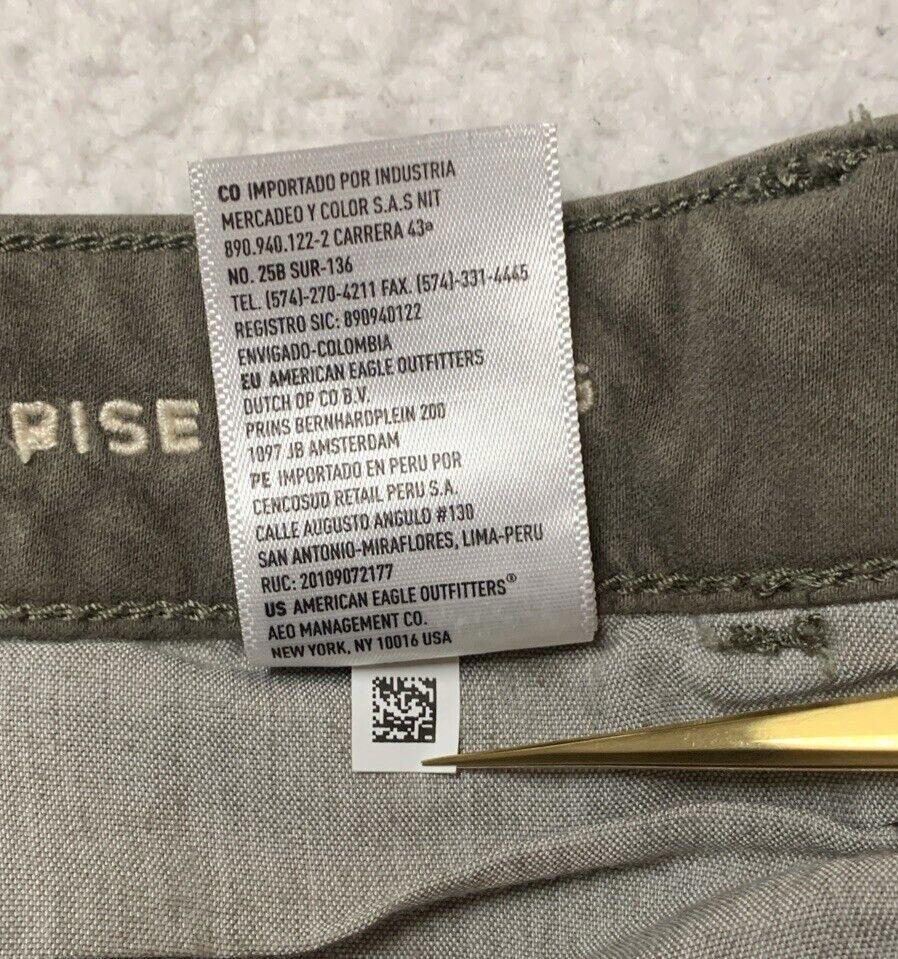 American Eagle Women's Sz 2 Reg  Grayish Green Super High Rise Stretch Jegging