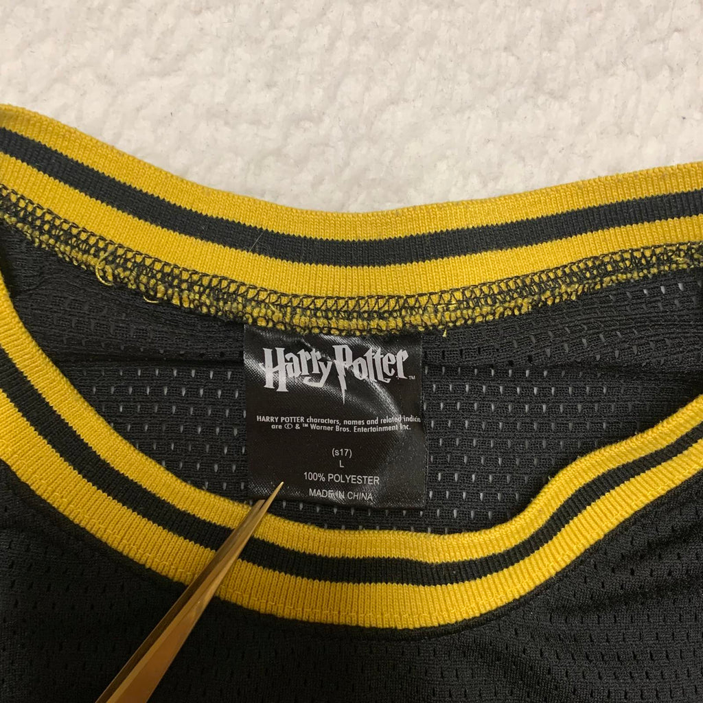 Harry Potter Kids Unisex Size L Black Yellow Hogwarts Crest Mesh Crop Top