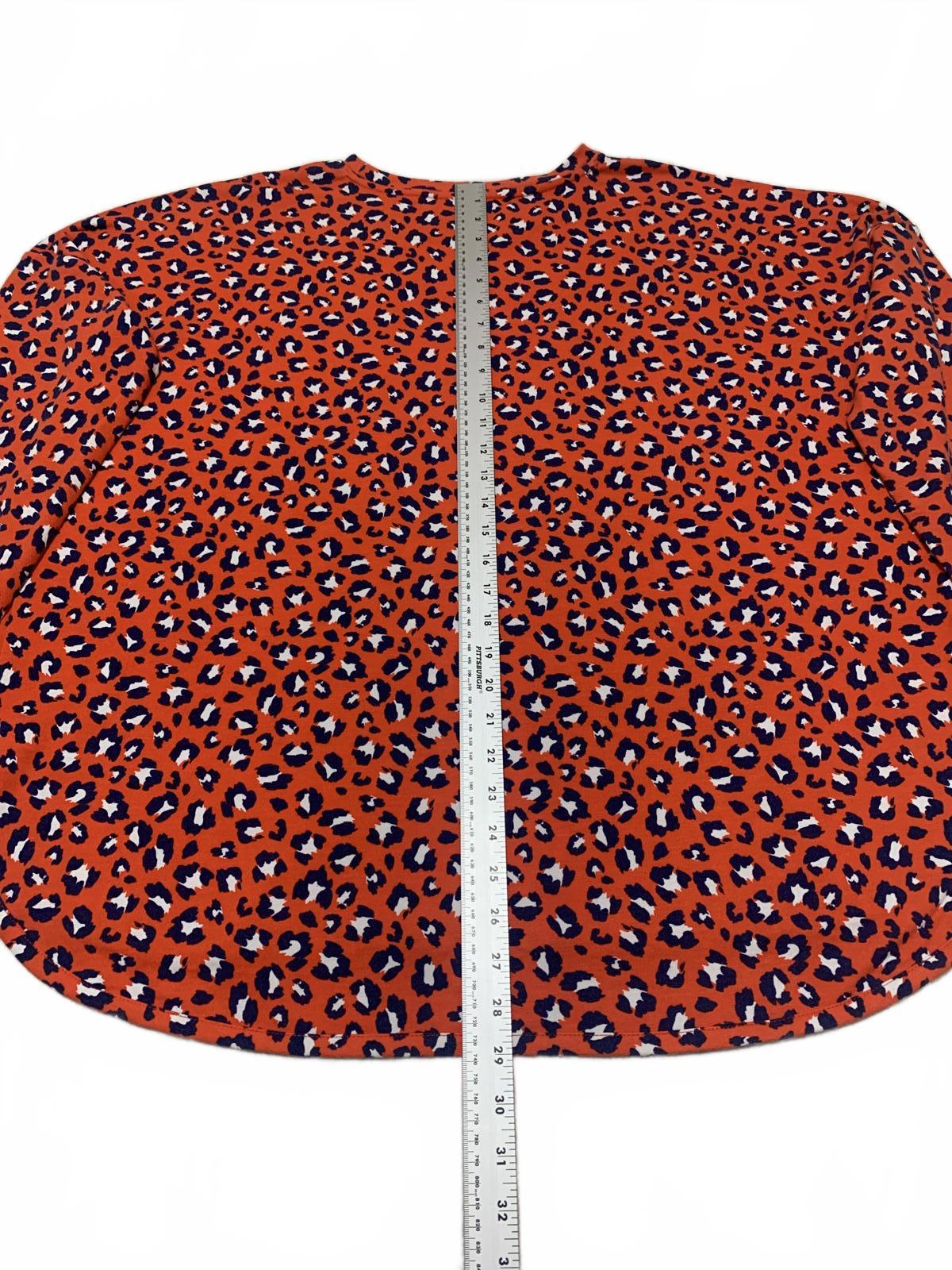 Cabana by Crown & Ivy Women's a size XL Red Blue Long Sleeve Leopard Print Top