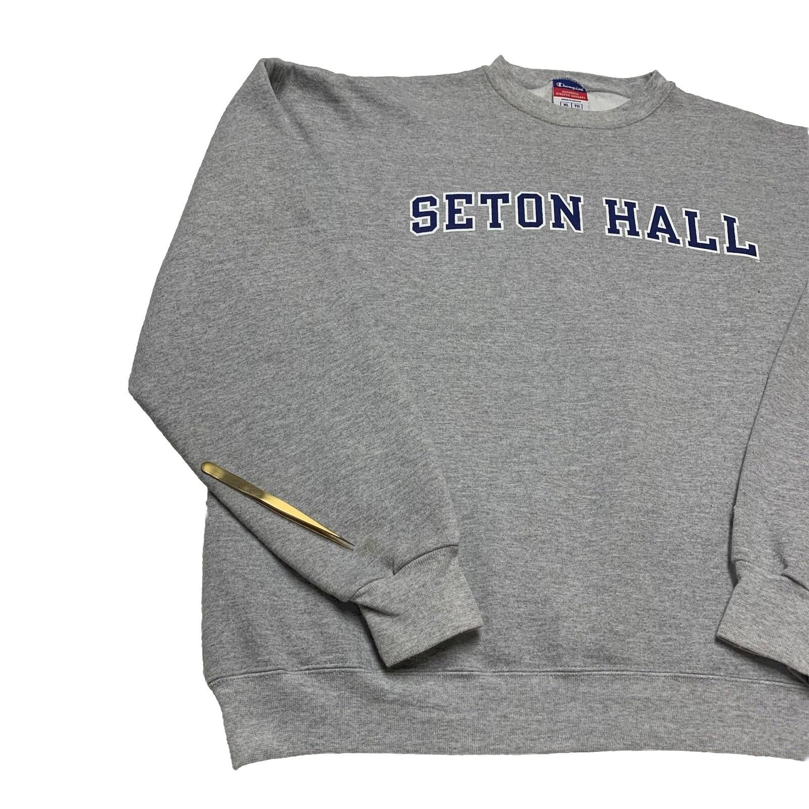 Champion Authentic Unisex Sweatshirt XL Gray Seton Hall University Crewneck