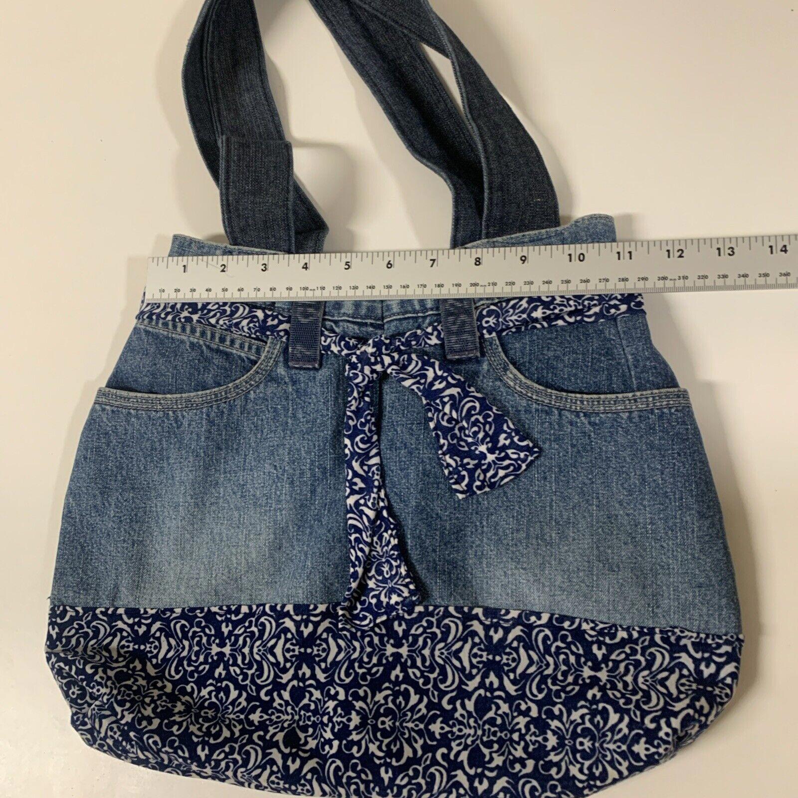 Guess Jeans Authentic Indigo Denim Tote Youth Shoulder Bag Handcrafted Vintage