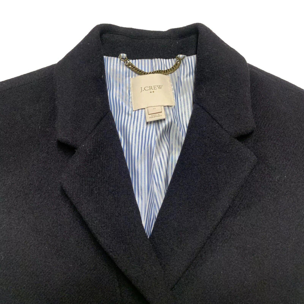 J Crew Women’s Sz 12 Black Wool Peacoat Long Topcoat Classic