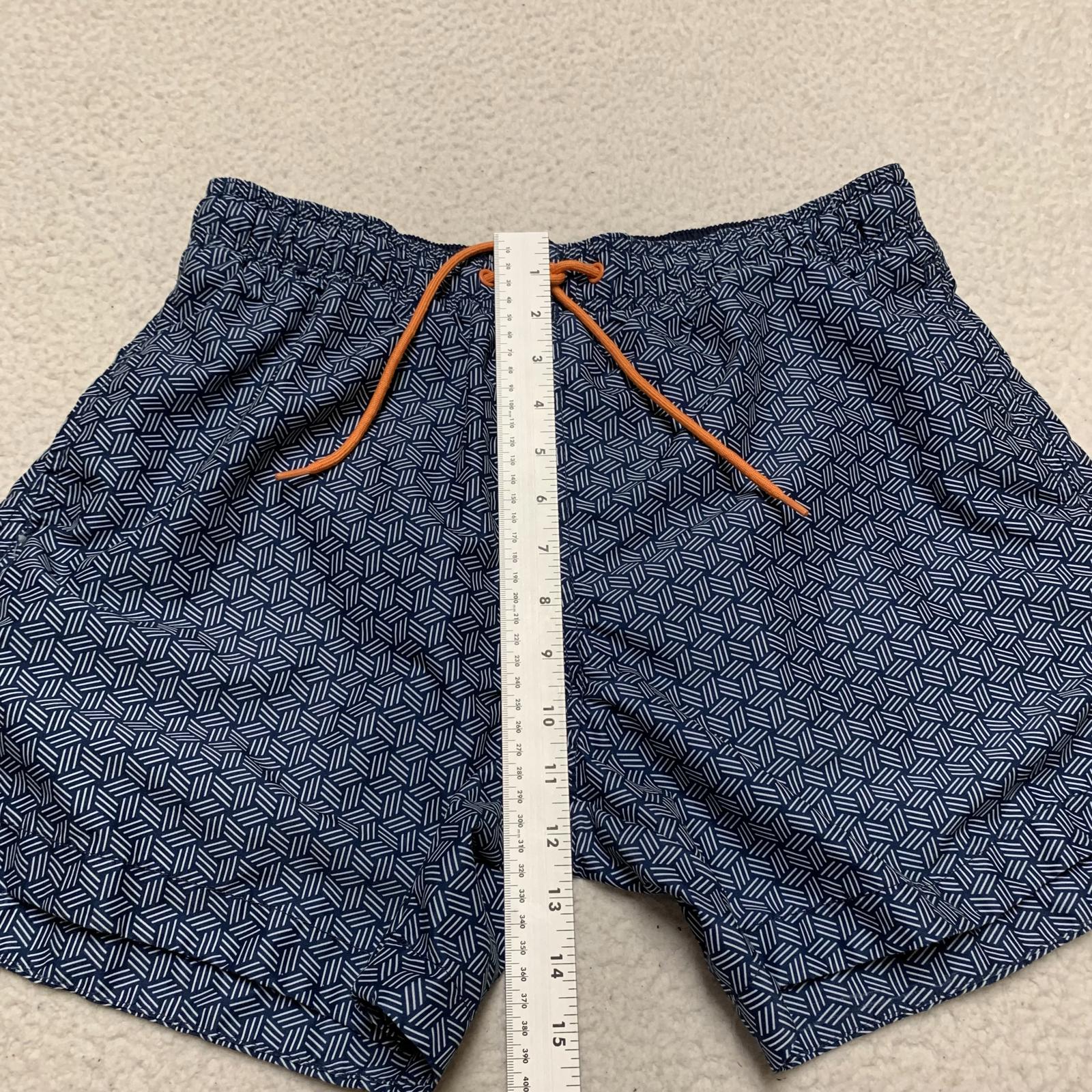 H&M Men's Sz M Navy Geometric Pattern Swim Shorts Trunks W30