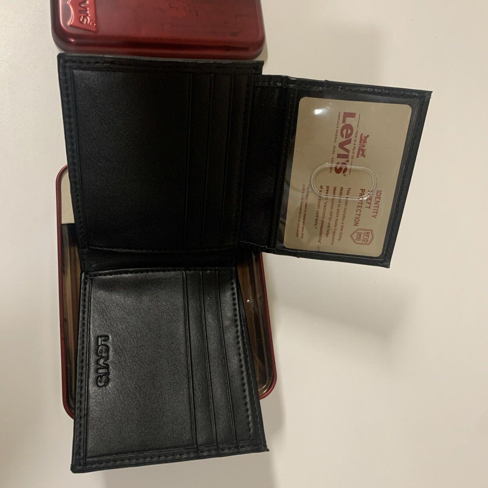 Levi's Men's Black Wallet RFID Identity Theft Protection Stitched